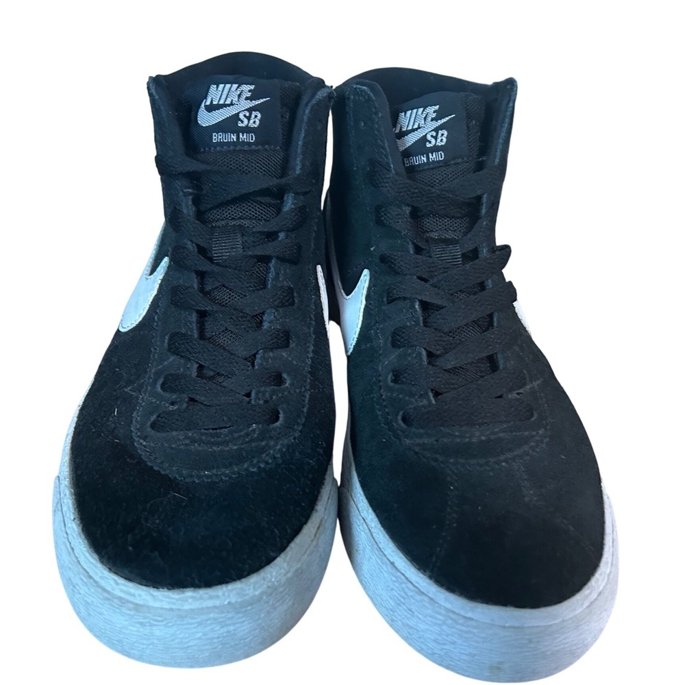 Nike SB Bruin Mid Black White Suede Skate Shoes Mens 7 Womens 8.5